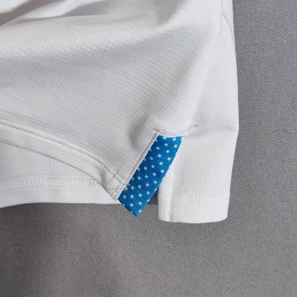 Adidas Golf Top women's size M white & blue colour dots pattern button up neck - Picture 11 of 16